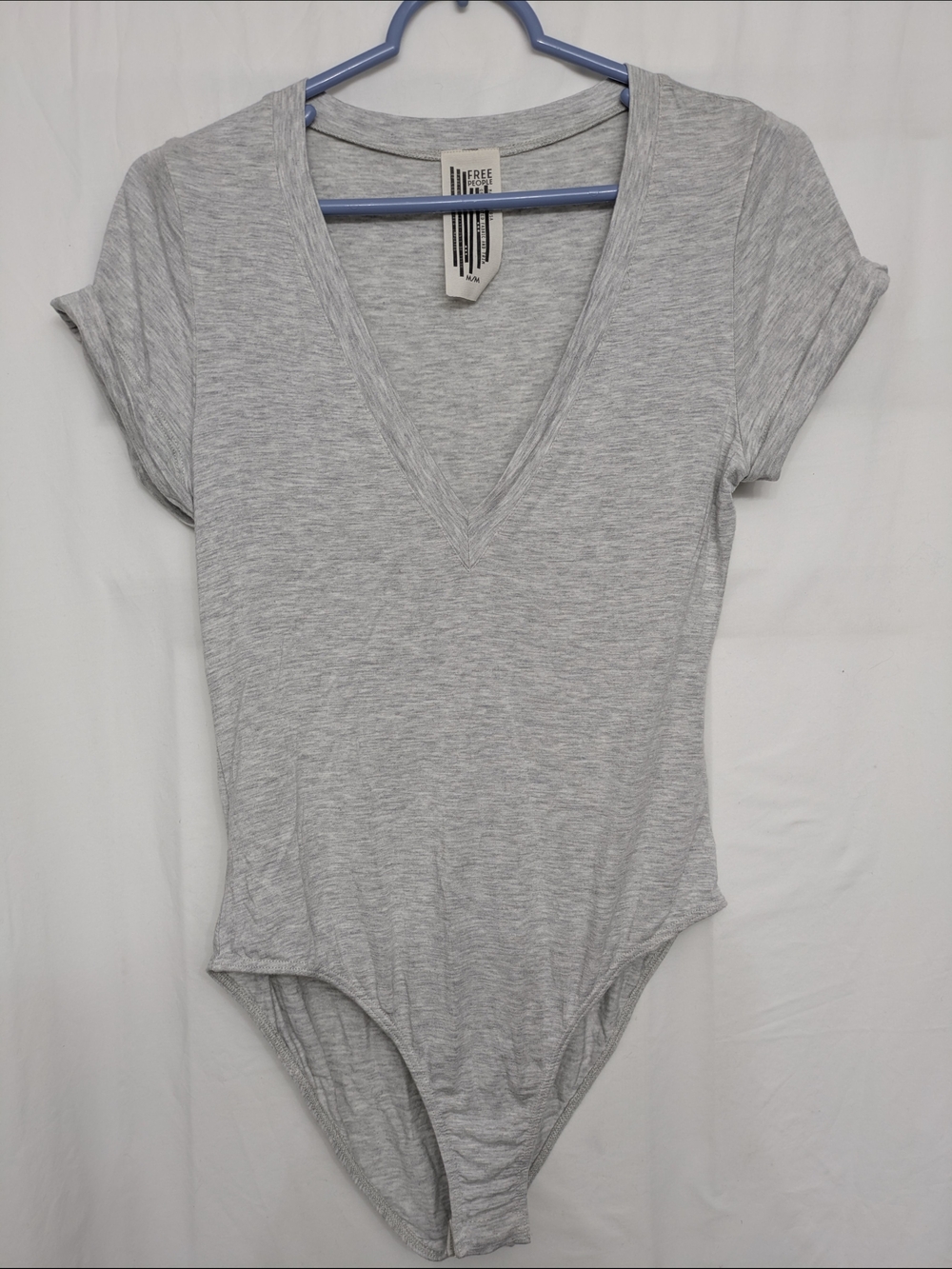 Free People Heather Gray V-Neck Bodysuit